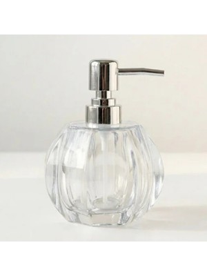 YNSK Kristal Kesim Bombeli Cam Sıvı Sabunluk - 200 ml Krom Pompalı Çok Amaçlı Banyo & Mutfak Sabun Şişesi