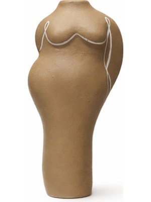 Warm Design Terracotta Gövde Şekilli Vazo Dekoratif Modern Salon Konsol Bohem Heykelsi Seramik Vazo 20 cm