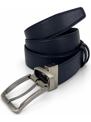 Paşala Leather Erkek Çift Taraflı Kemer 3.5 cm Siyah ve Lacivert Kullanımlı Döner Tokalı Klasik Günlük Kullanıma Uygun Şık Tasarım