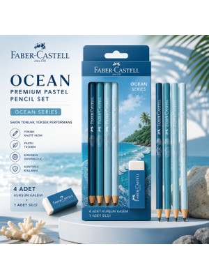 Faber-Castell Faber Castell Kurşunkalem Ocean 4'lü Blister +Silgi Set
