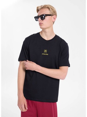 Jack & Jones Siyah Erkek Regular Fit Logo Baskılı T-Shirt 12307781 Jorwıldlıfe Tee Crew BSS26