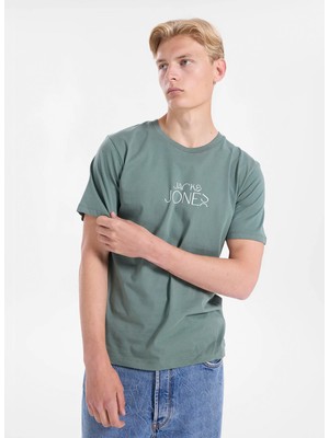 Jack & Jones Yeşil Erkek Regular Fit Logo Baskılı T-Shirt 12306242 Jorcurve Tee Ss Crew BSS26