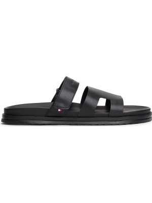 Tommy Hilfiger Siyah Erkek Terlik Adjustable Premıum Lth Sandal