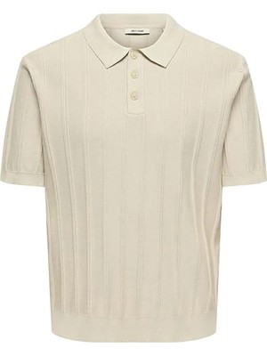 Only & Sons Bej Erkek Kazak 22036558 Onsthıjs  Rlx Ss Polo Knıt