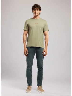 Lee Cooper Haki Erkek Loose Fit Slogan Baskılı T-Shirt 262 Lcm 242037 Kwası Haki