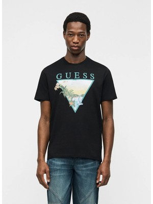 Guess Siyah Erkek Regular Fit Baskılı T-Shirt M6GI49K3584-JBLK Siyah T-Shirt