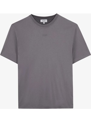 Aleg Antrasit Erkek Oversize Logo Baskılı T-Shirt ALG25023 18-0601 Alegion T-Shirt