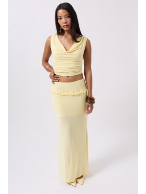 Efnaz Style Katlama Bel Detay Maxi Etek