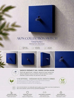 Mooddesign Aıon Collection - Vıvıd Series (Electra) / Minimal Mat Tasarım Priz - Anahtar Cover/ Premium Dekoratif Canlı Renkler Serisi (Saks Mavisiı)