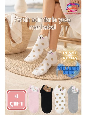 Golden Socks Kadın Yazlık Penye Patik Çorap Hayvan Desenli 3 Boyutlu