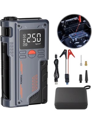 Nevamel® Ezere ST-9631 Pro Taşınabilir Göstergeli Araç Lastik Şişirme ve Starter Akü Takviye SETI-(5775)