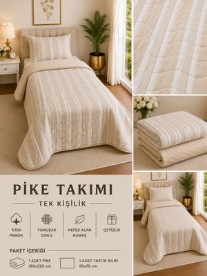 Yatak Örtüsü Tek Kişilik Pike & Battaniye & Ince Yorgan