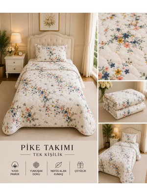 Yatak Örtüsü Tek Kişilik Pike & Battaniye & Ince Yorgan