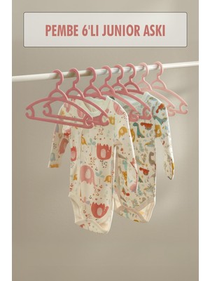 Popüler Sepet 6’lı Bebek Askısı & Bebek Gardırop Askısı Pembe Set