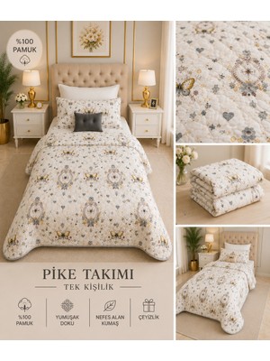 Yatak Örtüsü Tek Kişilik Pike & Battaniye & Ince Yorgan