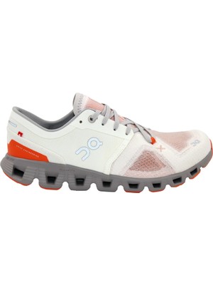 On Running On Cloud x 3 6098252 Kadın Spor Ayakkabı Beyaz Turuncu Sparksole