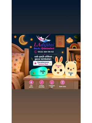 Ladijital Isme  Özel Silikon   USB  Şarjlı Gece  Lambası