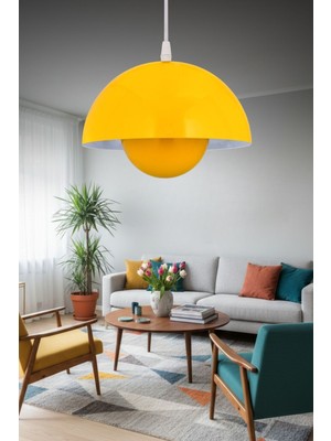 UltraMint Modern Sarı Metal Tekli Sarkıt Avize, Mutfak ve Salon Aydınlatması