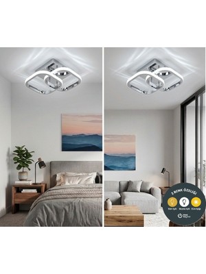 UltraMint 3 Renk Çift Kare Modern Tavan Avizesi, Çoklu Alan Aydınlatma