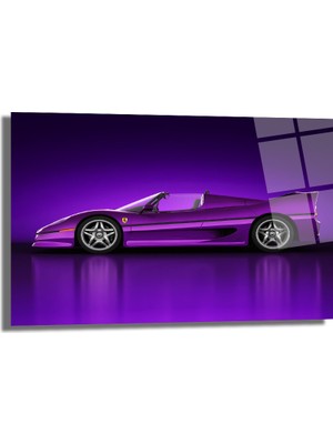 GLAZELLA Mor Ferrari F50 Spor Araba Cam Tablo - Hız ve Asalet