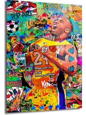 GLAZELLA Kobe Bryant Efsanesi Pop Art Graffiti Cam Tablo
