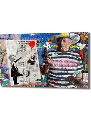 GLAZELLA Banksy ve Picasso Esintili Asi Sanatçı Cam Tablo