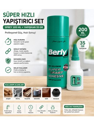 Popüler Sepet Hızlı Yapıştırıcı Seti 200 ml Sprey Aktivator + 35 gr Güçlü Japon Yapıştırıcı | Ahşap Metal Plastik Deri Uyumlu