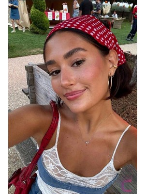Cinderella Bordo Saten Puantiyeli Fular Saç Bandanası - Retro Vintage Kadın Aksesuarı Saç Bandı