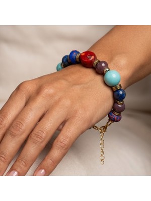THEIA GemWorks Arohi - Lapis, Turkuaz ve Mercan Taşlı El Yapımı Bileklik