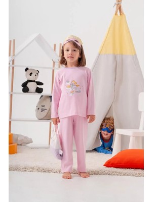 Babydonat Unicorn Desenli Çanta ve Maskeli % 100 Pamuk Kız Çocuk Pijama Takımı