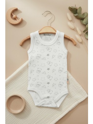Babydonat Bear Desenli Kolsuz Erkek Bebek Body %100 Pamuk