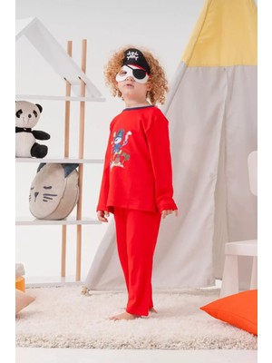 Babydonat Korsan Desenli Çanta ve Maskeli % 100 Pamuk Erkek Çocuk Pijama Takımı