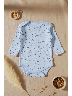 Babydonat Yıldız Desenli Uzun Kollu % 100 Pamuk Erkek Çıtçıtlı Body