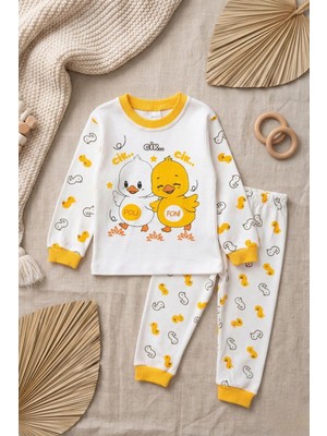 Babydonat Civciv Desenli % 100 Pamuk Unisex Pijama Takımı