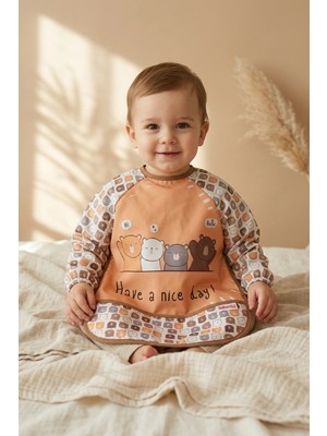 Babydonat Beary Hugs Sıvı Geçirmez Bebek Mama Önlüğü 6-24 Ay - Blw Uyumlu, Leke Tutmaz Geniş Cepli Boho Bebek Önlüğü