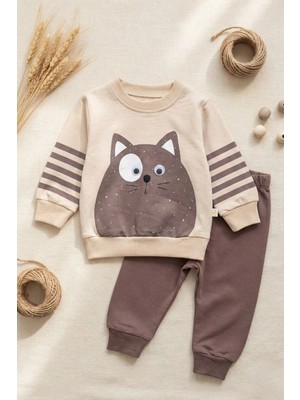 Babydonat Kedi Desenli Pamuklu 2'li Erkek Bebek Takım