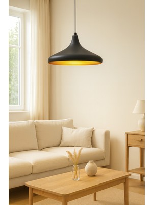 UltraMint Modern Siyah ve Altın Sarkıt Avize, Salon, Mutfak ve Ofis Için Dekoratif Aydınlatma