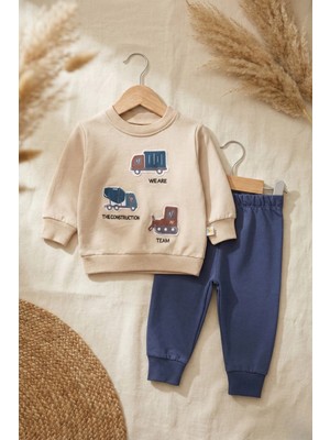 Babydonat Araba Nakışlı Pamuklu 2'li Erkek Bebek Takım