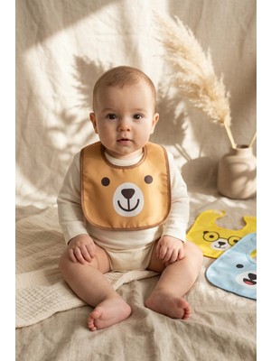 Babydonat Beary Friends 3'lü Paket Sıvı Geçirmez Leke Tutmaz Silinebilir Ayıcık Figürlü Bebek Mama Önlüğü Seti - Premium Konfor 0-12 Ay