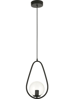 UltraMint Modern Siyah Oval Camlı Oturma Odası Sarkıt Avize