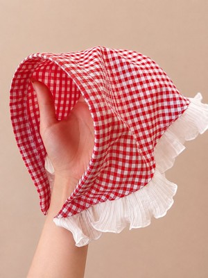 Kırmızı Fırfır Detaylı Bohem Taç Bandana