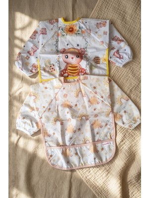 Babydonat Tinybee Leke Tutmaz Sıvı Geçirmez Uzun Kollu Bebek Mama Önlüğü - 2'li Set Blw Uyumlu Kırıntı Cepli 6-24 Ay