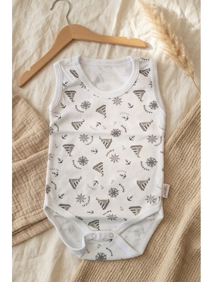 Babydonat Atlas Marine Bebek Body - %100 Pamuklu Kolsuz Denizci Temalı Premium Zıbın