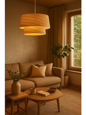 UltraMint Rattan Avize, Modern Tasarım, Şık Aydınlatma, Dekoratif ve Hafif