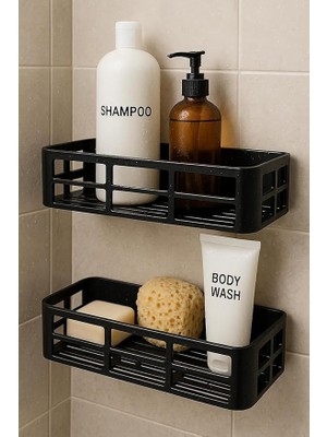 Omaş 2'li Plastik Banyo Duş Rafı, Yapışkanlı Montaj, CHRMK7990