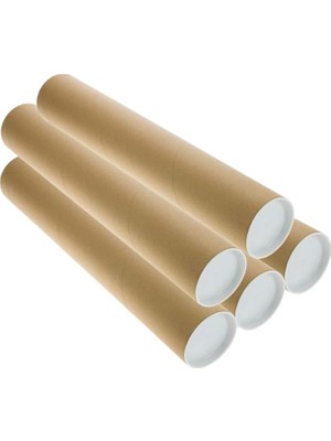 5 Adet Postüp Kapaklı Silindir Kutu Karton Rulo Gönderi Poster Afiş Harita Tüpü Gönderi Kutul