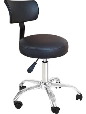 Ofis Kasiyer Taburesi Metal Ayak Tekerlekli Sırt Dayama Eczane Laboratuvar Büro Çalışma Koltuğ