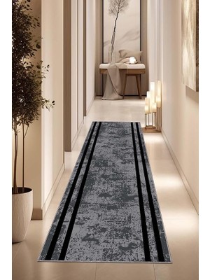 Home Antrasit Kaymaz Tabanlı Özel Ölçülü Kesme Rulo Yolluk Hol Antre Mutfak Halısı AR1488, A
