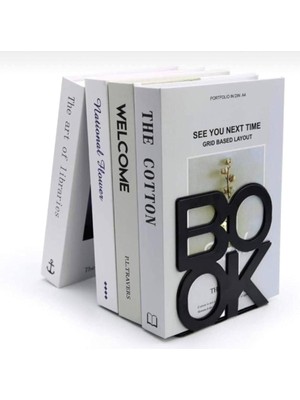 Siyah Book Yazı Desenli Model Kitap Desteği – Dekoratif Estetik Kitap Tutucu 4’lü Set MK9S