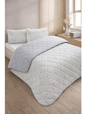 Kapitoneli Tek Kişilik Desenli Pike - Yatak Örtüsü Takımı 160X230 cm - 1 Adet Yastık Kılıfl